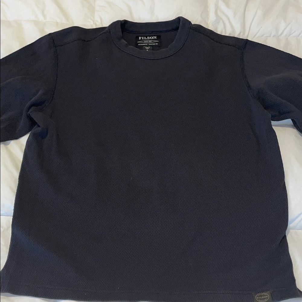 Filson Black Waffle Textured Crewneck